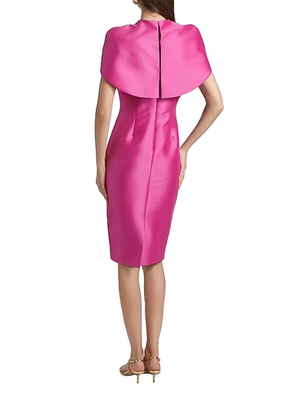 Badgley Mischka Fuchsia Cape-Sleeve Midi Sheath Dress - Picture 5 of 6